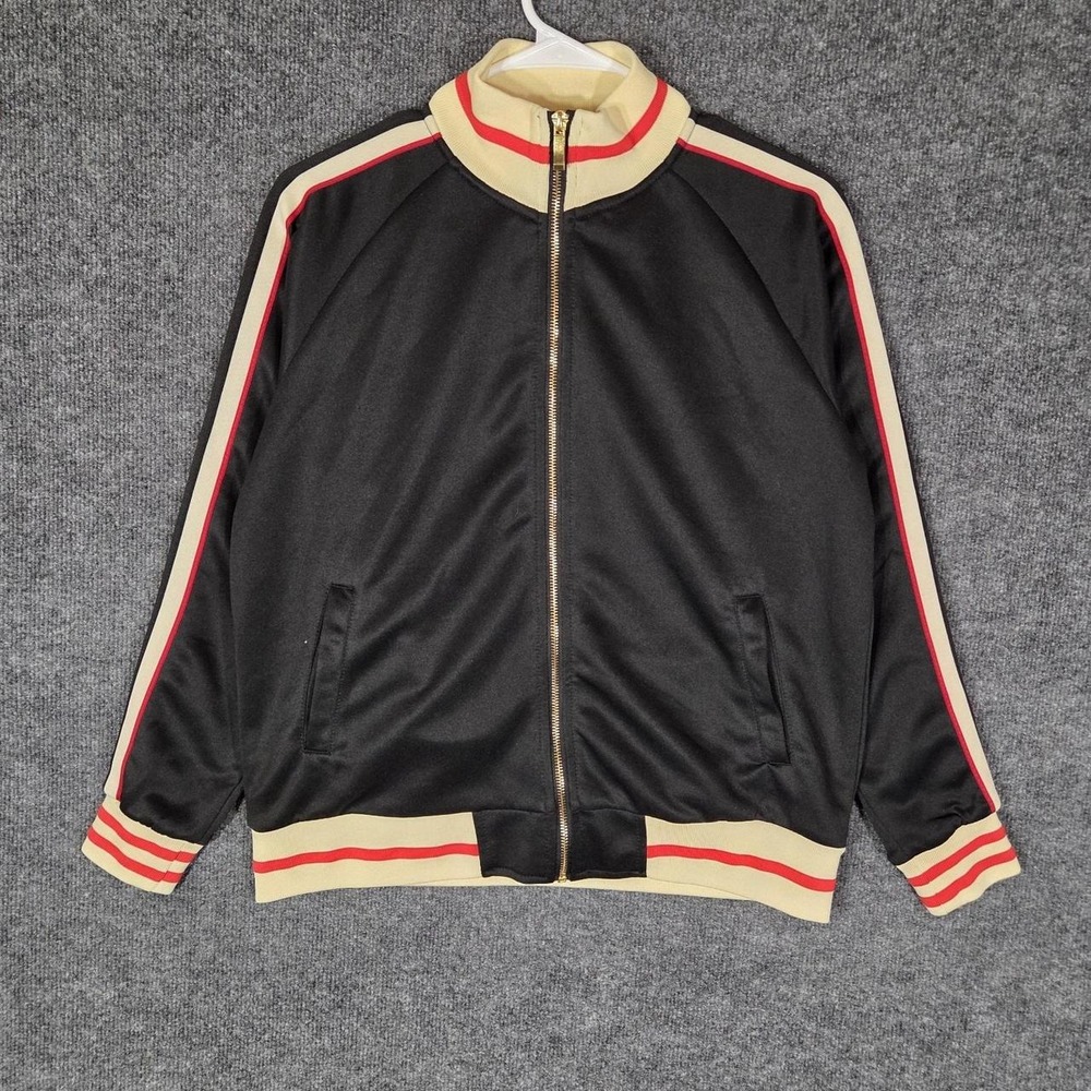 Victorious Track Jacket Womens Large Black Y2K Retro Stripe Full Zip Sporty L